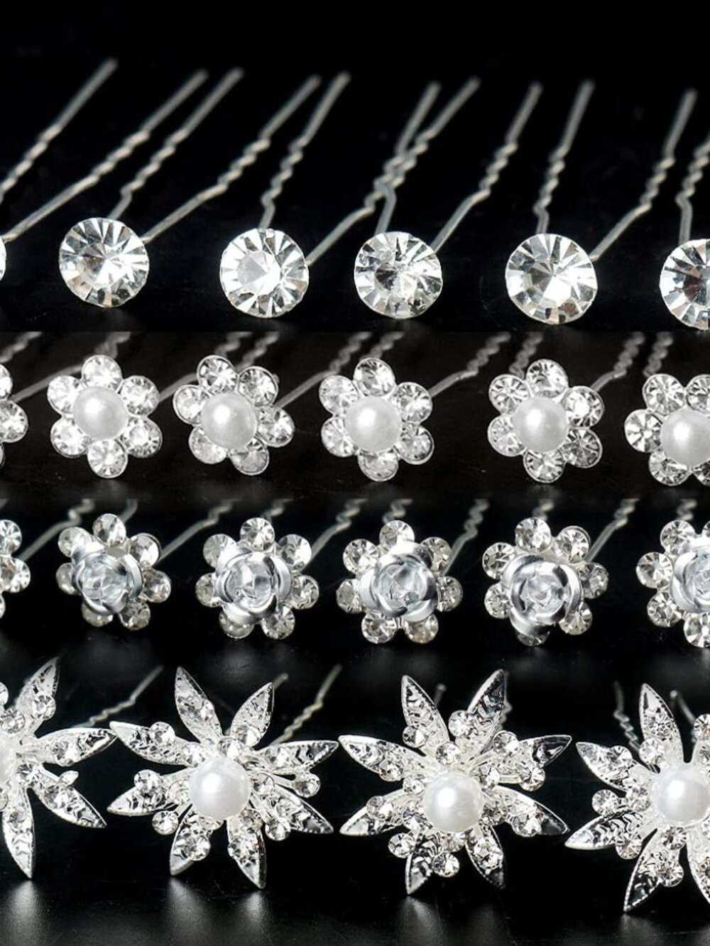 40 Pieces Bridal Hair Pins, Clips and Barrettes with Crystal Pearl Flowers, Wome